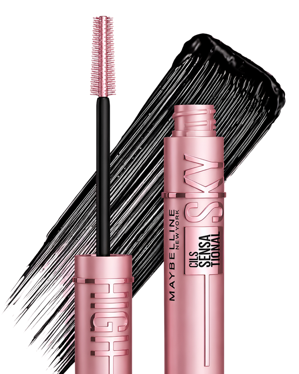 Pestañina Maybelline Sky High con trazo del color