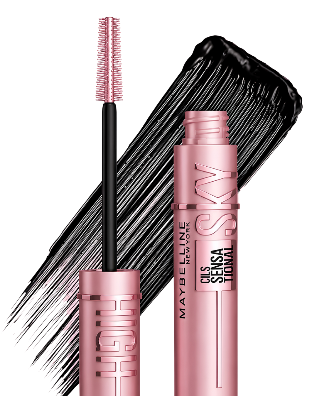 Pestañina Maybelline Sky High con trazo del color